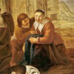 Un couple devant l'auberge d'un village, Cornelis Saftleven, 1642